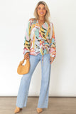 color Tropical Fish Skin Crinkle Long Sleeve Shirt