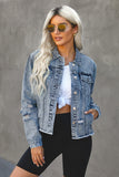 Turn Down Collar Buttons Cut-out Denim Jacket