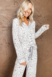 Leopard Print Long Sleeve and Pants Pajamas Set