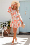 Floral Off The Shoulder Print Ruffled Dress with Tie