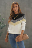 V Stripe Pattern Colorblock Sweater