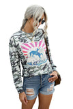 Camo Graphic Print Long Sleeve Top