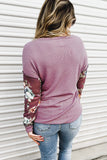 Floral Accent Puff Sleeves Plus Size Thermal Top