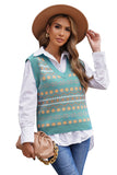 Tribal Print V Neck Knitted Sweater Vest
