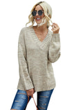 V neck Drop Shoulder Knitted Sweater