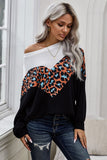 Colorblock Leopard Patchwork Knit Top