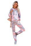 Shut-eye Pocketed Tie-dye Knit Hooded Joggers Set