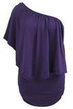 Plus Size Multiple Dressing Layered Dark Blue Mini Poncho Dress
