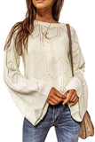 Khaki Flare Sleeve Texture Knit Sweater