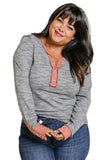 Plus Size Contrast Detail Henley Top