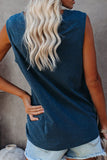 Snap Buttons Scoop Neck Tank with Pocket