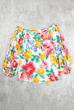 Water Painting Flowers Sexy Off Shoulder Top