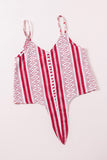 Boho Print V Neck Front Buttons Thin Straps Tank