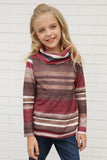 Cowl Neck Girl's Striped Sweatshirt
