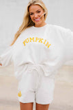 PUMPKIN Flocking Graphic Pullover Sweatshirt and Shorts Set