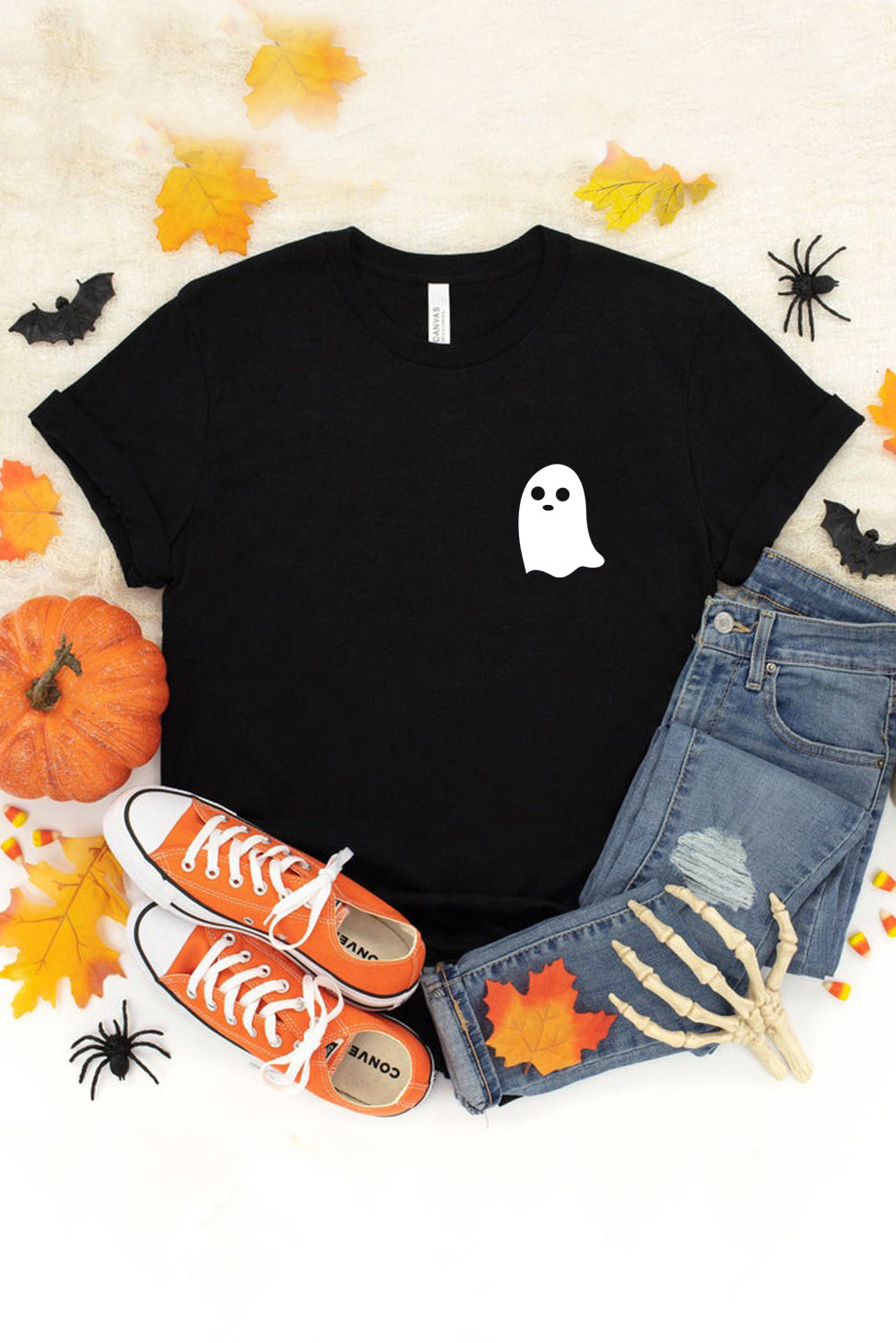 Halloween Ghost Print Short Sleeve Graphic Tee