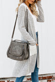 Solid Patchwork Long Striped Cardigan with Pockets