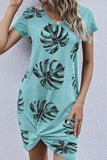 Palm Leaf Hollow Out Twist Mini Dress