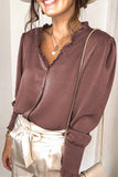 Frilled V Neckline Buttoned French Shirt