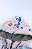 Boho Print Color Block Patchwork Zip Collar Sweatshirt