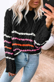 Striped Color Block Textured Knit Pullover Sweater