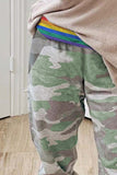 Rainbow Stripe Gray Camo Casual Pants