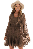 Swiss Dot Long Sleeve Mini Dress with Waist Tie