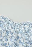 Printed Long Sleeve V-Neck Drawstring Shirt