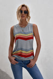 Crew Neck Colorblock Stripes Tank Top