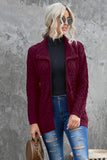 Wine Red Zip-up Open Front Knitted Sweater