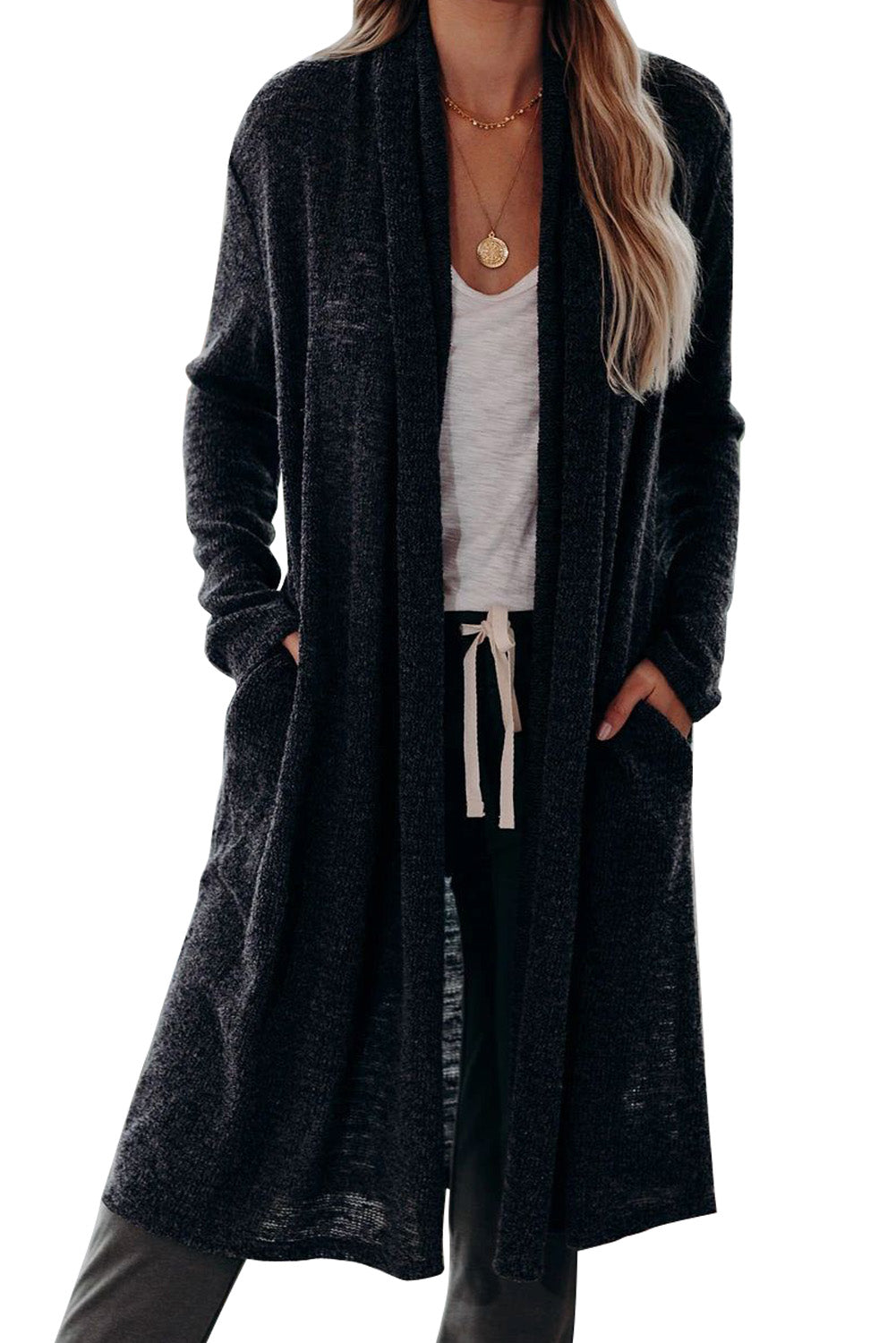 Slouchy Pocketed Knit Longline Cardigan – ALELLY