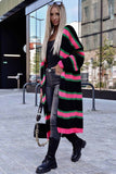 Drop Shoulder Color Block Knitted Duster Cardigan