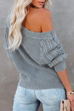 Solid Off Shoulder Knit Pullover Sweater