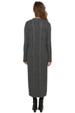 Gray Cable Knit Open Front Long Cardigan