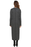-2 Cable Knit Open Front Long Cardigan