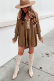 Waffle Knit Buttoned Long Sleeve Top