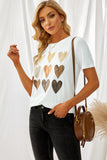 Be Kind Heart Print O-Neck T-shirt