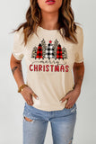 Christmas Plaid Leopard Tree Graphic Tee