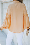 Ruffled Patchwork Bubble Sleeve Loose Shirt