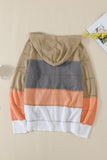 color Zipped Front Colorblock Hollow-out Knit Hoodie