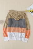 color Zipped Front Colorblock Hollow-out Knit Hoodie