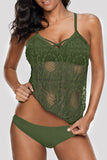 Lace Double Up Blouson Tankini Swimsuit