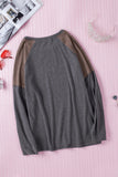 Khaki Color Block Raglan Sleeve Top