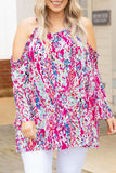 Floral Print Cold Shoulder Plus Size Top