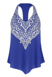 Retro Print Halter T Back Handkerchief Tankini