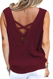 Crisscross Hollow-out Knit Tank Top