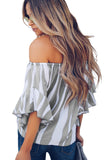 Off The Shoulder Vertical Stripes Blouse in Black