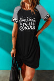 Pray Leopard Spliced Short Sleeve Ruched Mini Dress