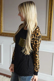 Round Neck Leopard Print Sequin Long Sleeve Top