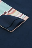 Striped Color Block Thumbhole Sleeve Full Zip Hoodie